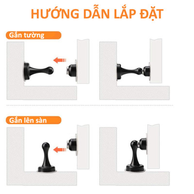Bộ chặn cửa nam châm chống va đạp inox 304 mẫu dán Hobby Home Decor CC1