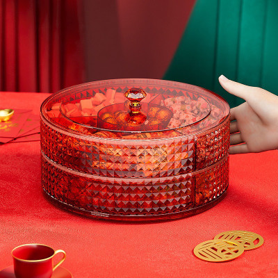 Khay Đựng Mứt Tết Vân Kim Cương, Hộp Đựng Mức Bánh Kẹo Tết Cao Cấp 1 Tầng 2 Tầng Xoay 360 Độ Song Anh- Hàng Chính Hãng