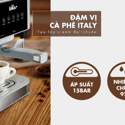 Máy Pha Cà Phê Tự Động Espresso BEAR CF-B15V1 Với Công Thức Pha Nespresso, Americano, Cappuccino Tạo Bọt Sữa Dễ Dàng Áp Suất 15 Bar Công Suất 950 W - Hàng Chính Hãng