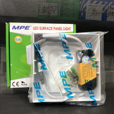 Đèn led panel ốp trần nổi vuông công suất 6W MPE (2 loại ánh sáng trắng và vàng)