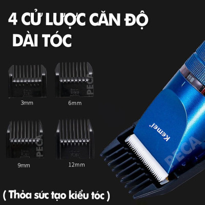 Tông đơ cắt tóc không dây Kemei KM-1086/1085 màn hình LCD hiện pin thông minh dùng cho cá nhân và gia đình chính hãng
