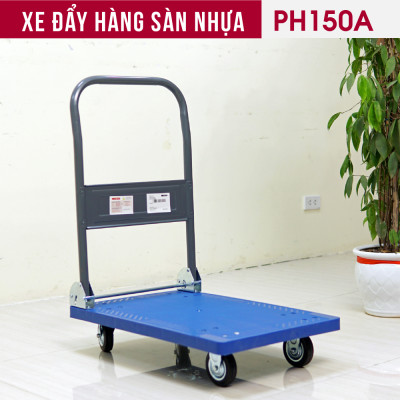 Xe đẩy hàng 4 bánh gấp gọn chở 120kg sàn nhựa nhập khẩu FUJIHOME PH150A - bánh cao su chống ồn, sàn nhựa chống ăn mòn- Hàng chính hãng