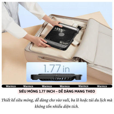 Quạt để bàn / treo đa năng turbo siêu mỏng 20.000 mAh, đèn led chiếu sáng 4 cấp độ gió,dùng làm Pin sạc dự phòng cho iphone ipad điện thoại hiệu Warmco D4 - Gió Mạnh, Êm Ái,hạn chế tiếng ồn, tích điện sạc cắm trại, du lịch, gia đình - Hàng nhập khẩu