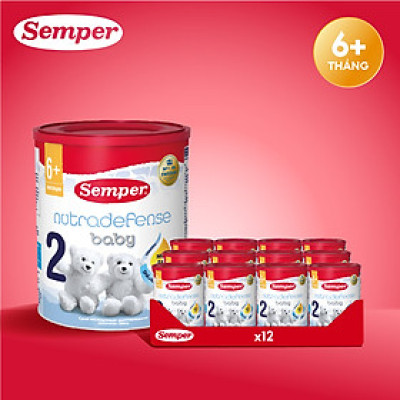 Thùng 12 hộp Sữa bột công thức Semper Nutradefense Baby 2 400g/hộp