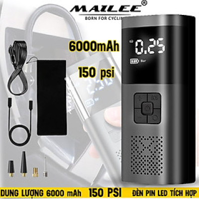Bơm điện cầm tay di động VC-027 cho ô tô, xe đạp điện, xe máy dung lượng 6000 mAh, đa năng, không dây di động 150 psi (đủ phụ kiện) - Mai Lee