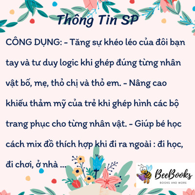 Bộ Đồ Chơi Xếp Hình thay quần áo gia đình nhà Thỏ- Gấu- Động Vật- Chất liệu gỗ, có nam châm