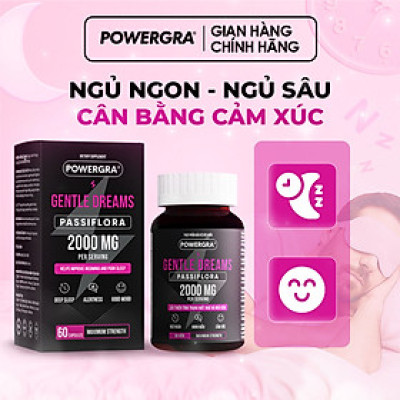Viên uống cải thiện tình trạng mất ngủ và ngủ kém Powergra Gentle Dreams - Hộp 60 viên
