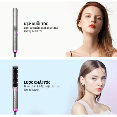 Máy Uốn Tóc Kiêm Duỗi Tóc Đa Năng 5 trong 1 DAMAS Taesang HS6001 - Hàng Chính Hãng