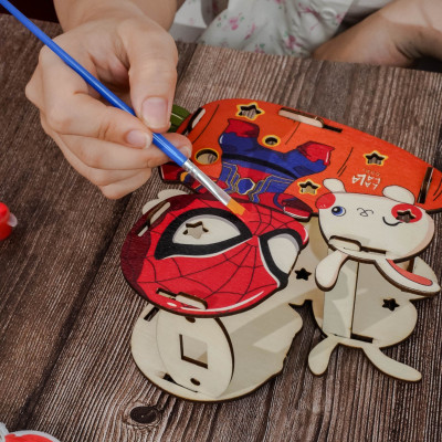 Lồng Đèn Gỗ Trung Thu Mẫu Mới 2024 Lalamoon - Bộ Kit DIY Tự Vẽ và Làm Đèn Trông Trăng - Lalala Baby