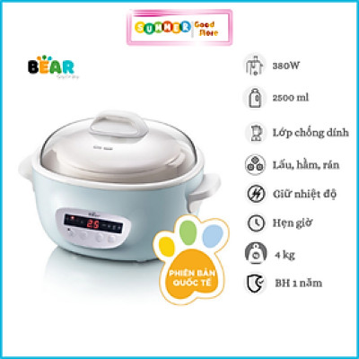 Nồi Nấu Chậm BEAR SUBE003 2.5L Phiên Bản Quốc Tế - Hàng Chính Hãng