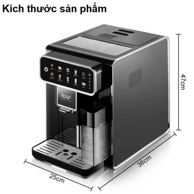 Máy Pha Cà Phê Tự Động RAF R.118 Thương Hiệu Pháp Màn Hình Cảm Ứng 8.6 Inch, Công Suất 1350W, 1 Giờ 20 Ly - HÀNG NHẬP KHẨU, BẢO HÀNH 1 NĂM