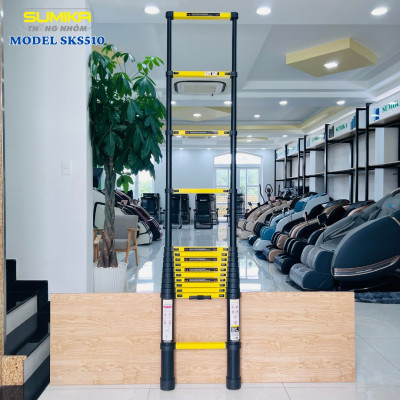 Thang nhôm rút gọn Sumika SKS510 - Chiều cao tối đa 5.1m, sơn tĩnh điện, chống trầy xước