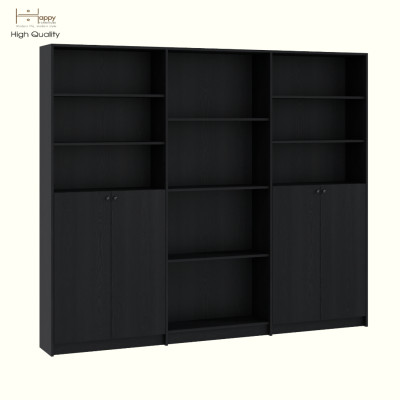 HAPPY FURNITURE , Kệ sách 4 cửa mở - CATY, KSA_080 , 240cm x 30cm x 202cm DxRxC
