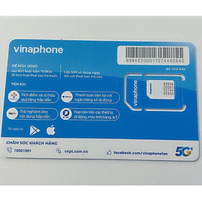{Trọn Gói 1 Năm} Sim 4G Vinaphone GV89 Tặng 4GB/Ngày Tương Đương 120GB/Tháng, 1500 Phút Nội Mạng Và 50 Phút Ngoại Mạng / Tháng - Hàng Chính Hãng - Mẫu Ngẫu Nhiên