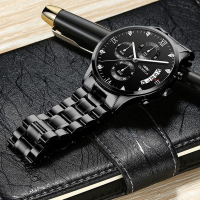 Đồng hồ thạch anh OLMECA 0878M Nam  Dây đeo bằng thép không gỉ, đa chức năng 3ATM Màn hình phát sáng Chronograph