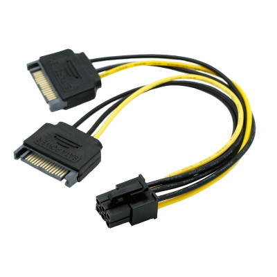 Cáp nguồn 2 SATA sang 6Pin PCI-E cho Card VGA - Hàng Nhập Khẩu