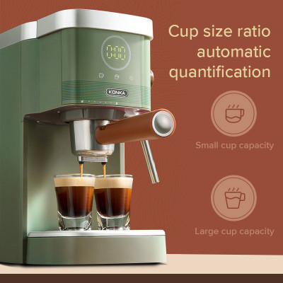 Máy pha cà phê espresso Konka KCF-CS3 20bar tích hợp đánh bọt sữa, pha cà phê viên nén 2 trong 1 tiện lợi, tặng kèm temper - Hàng nhập khẩu