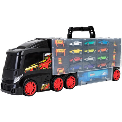 TOYSTAR - 666-13H Mô hình Bộ xe tải vận chuyển (gồm 12 xe ô tô và 8 biển báo giao thông)