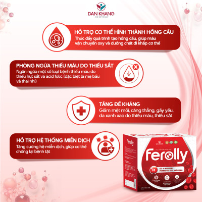 (Mẫu mới) Ống Uống Ferolly Dân Khang Bổ Sung Sắt, Cải Thiện Tình Trạng Thiếu Máu Cho Mẹ Bầu Và Em Bé