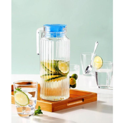 Bình thủy tinh đựng nước Luminarc Quadro Ice Blue L0531, dung tích 1.1L, dùng máy rửa bát | Hàng chính hãng