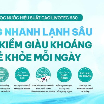 Máy lọc nước nóng lạnh RO 10 lõi Livotec 630 - Giao trước lắp sau miễn phí toàn quốc - Bảo hành 36 tháng - Hàng chính hãng