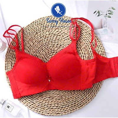 Áo Lót Nữ 938 Mút Dày 6cm Không Gọng Nâng Ngực Đẹp Viền Lưới Đính Nơ