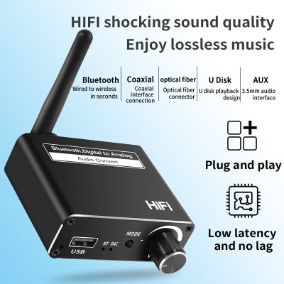 SOAIY Bộ Chuyển Đổi Âm Thanh DAC HIFI Bluetooth D18 (Hỗ Trợ Cổng Optical) - Hàng Nhập Khẩu