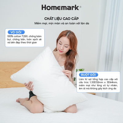 Ruột Gối Lông Vũ Nhân Tạo Homemark - Êm Ái, Thoáng Khí, Chống Bám Bụi, Chống Xẹp Lún, Hỗ Trợ Giấc Ngủ Ngon - 50x70cm