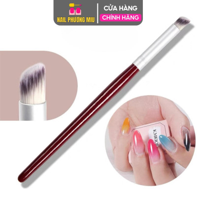 Cọ Ombre Đầu Tròn Cán Gỗ Đỏ Đầu Xiên, Lông Mềm, Dề Cầm, Dễ Tán Màu, Cọ Dặm Omber Chuyên Dụng Làm Móng Nail Phương Miu Cosmetic Nữ Trang Điểm