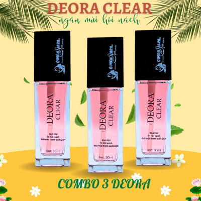 COMBO 3 Lọ Xịt Khử Mùi DEORA CLEAR Quyên Lara 50ml, Khử Mùi Hôi Nách, Ngăn Tiết Mồ Hôi