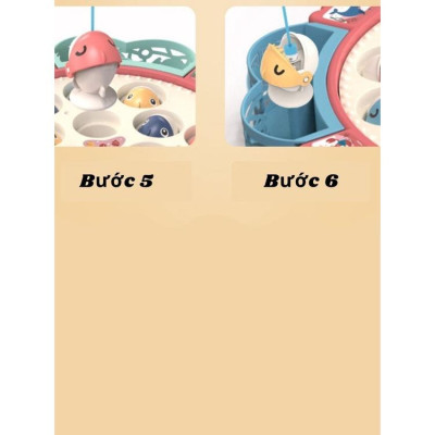 Đồ chơi câu cá điện trẻ em phát nhạc 4 cần câu nam châm, 4 cần móc, phù hợp cho bé 2 - 8 tuổi, tặng kèm pin