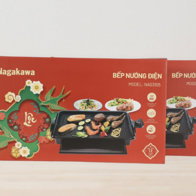 [HỘP QUÀ TẾT] Bếp nướng điện Nagakawa NAG3105 (2000W) - Bảo hành 1 năm - Hàng chính hãng