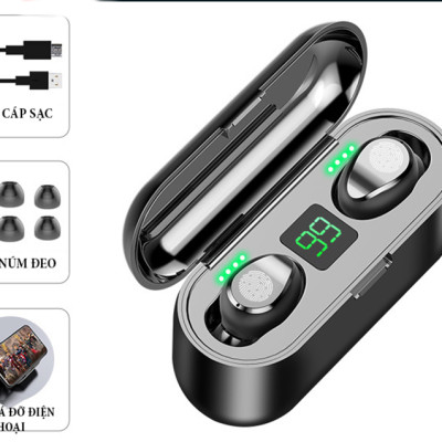 Tai Nghe Bluetooth True Wireless AMOI F9 5.0 Cảm Ứng Vân Tay, Dock Sạc có Led Báo Pin Kép - Hàng Nhập Khẩu
