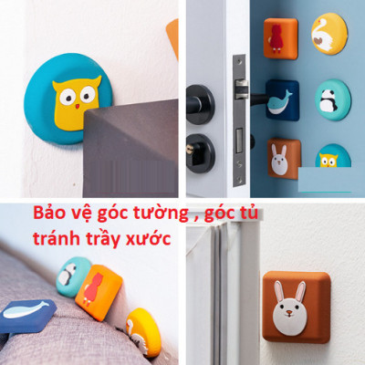 Nút chặn cửa Combo 10 nút chống chạm cửa CUTE, miếng nhựa đệm sau cửa giảm tiếng động, chống trầy GD291-NCC-CUTE-10