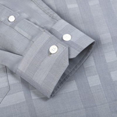 Áo Sơ Mi Nam Công Sở Trung Niên Thương Hiệu Anton Dài Tay Màu Xám Ghi Họa Tiết Kẻ Caro Chìm – AT202