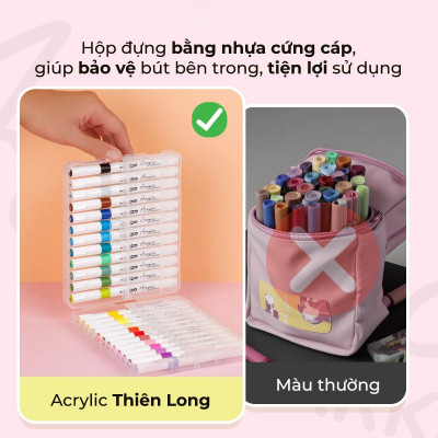 Hộp 24 Bút Lông Màu Acrylic Markers 1 Đầu - Colokit ACM-C004