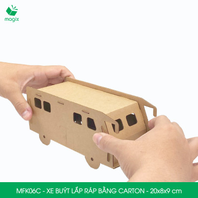 MFK06C - Xe bus carton - 20x8x9 cm - Đồ chơi lắp ráp mô hình từ bìa carton cứng cao cấp