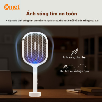 Vợt muỗi điện Comet CP049 Pin Lithium 500mAh sạc 2h dùng 10 ngày BH 12T cổng sạc type C