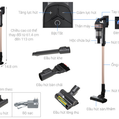 Máy hút bụi không dây Samsung VS15A60AGR7/SV - Hàng Chính Hãng