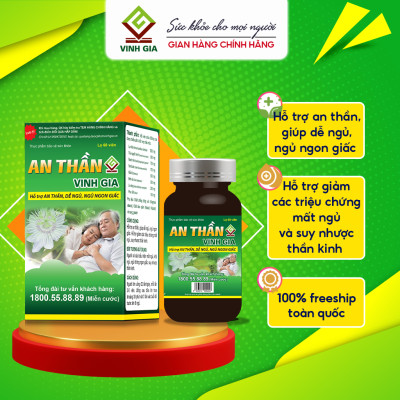 Viên Uống An Thần VINH GIA Hỗ Trợ Ngủ Ngon, Giảm Căng Thẳng Mệt Mỏi Cho Người Bị Suy Nhược Thần Kinh 60 Viên/Hộp