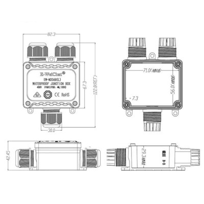 Hộp đầu nối chia điện chống nước 3 ngả chuẩn IP68 hãng E-Weichat EW-M2068L-Y. HÀNG CHÍNH HÃNG CÓ BẢO HÀNH !!!