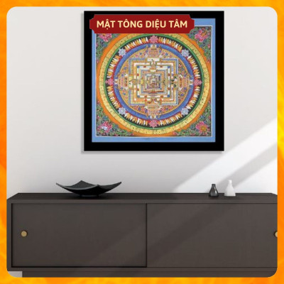 Tranh Mandala vẽ tay Nelapl của họa sư thủ công 100% đóng khung kính