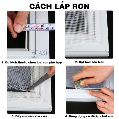 Ron Lưới Muỗi, Dây Roăng Ron Chèn Khung Cửa Sổ Cửa Đi Gắn Cố Định Lưới Phi 5.5mm Legaxi