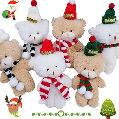 Móc khoá gấu Teddy Noel đáng yêu - Size 16cm - Teddy mini đội nón giáng sinh quàng khăn cute