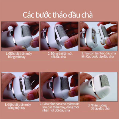 Chà Gót Chân, Máy Mài Gót Chân Tẩy Tế Bào Chết Sạc Điện 2 Tốc Độ + Tặng Bộ Dụng Cụ Chà Gót Chân 10 Món Cao Cấp Chính Hãng