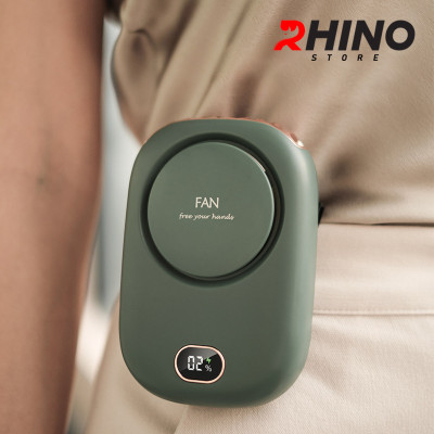 Quạt cầm tay mini siêu mát Rhino F301 tích điện với 3 mức độ gió, lưu lượng cao kèm dây treo - Hàng chính hãng