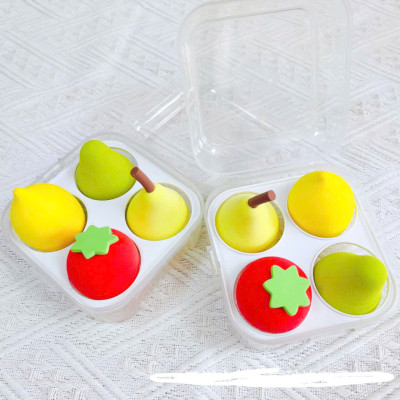 Set hủ bông tán phấn 4 món  , tán phấn siêu mềm mại hình  trái cây ,giọt nước , có độ đàn hồi cao , dẻo ,không bị biến dạng ,nhiều màu sắc cute xinh xắn đáng yêu