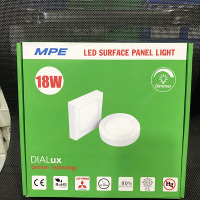 Đèn led panel ốp trần nổi tròn công suất 18W MPE (3 loại ánh sáng trắng-vàng-3 màu)