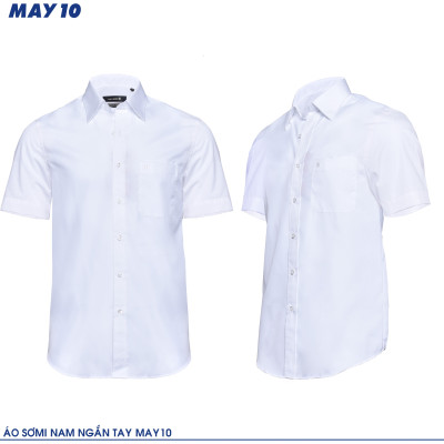 Áo sơ mi nam trắng dáng suông May 10 chất sợi tre