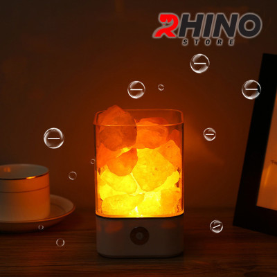 Đèn ngủ đá muối tự nhiên Rhino L901 thanh lọc không khí, 2 màu sắc - hàng chính hãng